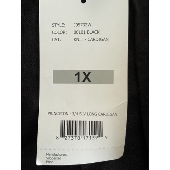 Women’s Dusters Plus Size 1X BY Design Light Duster Cardigan With Pockets Black - Picture 10 of 12